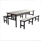 Mesa Refeitório 8 Lugares com 2 Bancos Metal Wood Design
