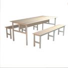 Mesa Refeitório 8 Lugares com 2 Bancos Metal Wood Design