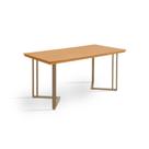 Mesa Retangular 160x80 Alice Tampo em Madeira Base Industrial Champagne Maciça Vintage Retrô Imbuia