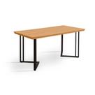 Mesa Retangular 160x80 Alice Tampo em Madeira Base Industrial Preto Maciça Vintage Retrô Imbuia