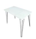 Mesa Retangular 90x54 Branca Hairpin 75cm Triplo 1/4 Aço Mdf