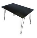 Mesa Retangular 90x54 Preta Hairpin 75cm Triplo 1/4 Aço Mdf