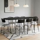 Mesa Retangular Alina 200cm Preto Champanhe Com 8 Cadeiras Barcelona N01 material sintético Preto Linho Cinza - Lyam Decor