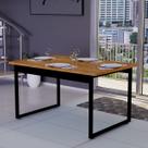 Mesa Retangular Sala De Jantar 120x80 Tampo Sem Vidro Base De Ferro Estilo Industrial Moderna