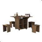 Mesa Retrátil Ana com Banquetas Castanho