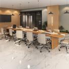 Mesa Reunião Escritório 12 Lugares com Caixa de Tomada, Tampo Engrossurado 50mm Marrom/Freijó/Branco
