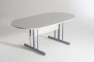 Mesa Reunião Oval 2700mm Cinza/cinza Mdf 15mm