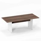 Mesa Reunião Pé Painel P25 Pandin 2,6 M Walnut e Branco Mesa Reunião Pé Painel P25 Pandin 2,6 M Walnut e Branco