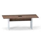 Mesa Reunião Power Box Pé Painel P25 Pandin 2,6 M Walnut e Cinza