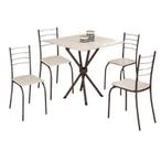 Mesa Rio Tampo Granito 75x75cm com 4 Cadeiras Marrom Off White