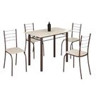 Mesa Rio Tampo Granito Off White 100x60cm com 4 Cadeiras Tubular Marrom Teixeira Cor Marrom