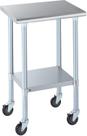 Mesa ROCKPOINT em aço inoxidável 45x60cm com rodas de rodízio Mesa ROCKPOINT em aço inoxidável 45x60cm com rodas de rodízio