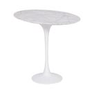 Mesa Saarinen Lateral Oval Carrara 57x38cm - Base Branca