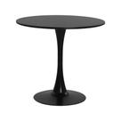 Mesa Saarinen Tulipa Redonda 80cm Tampo MADEIRA Preto Sala Cozinha Jantar