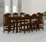 Mesa Safira Em Madeira Maciça 200x88 Com 8 Cadeiras Castanho
