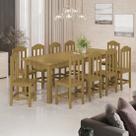 Mesa Safira Em Madeira Maciça 220x88 Com 10 Cadeiras Nogueira