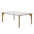 Mesa Sala de Jantar 8 Lugares 218cm Tampo com Vidro Dinamarca Branco/Mel G13 - Gran Belo