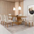 Mesa Sala De Jantar Alvorada 180cm E 6 Cadeiras Liz Moderna Veludo Creme/off White/imbuia Mesa Sala De Jantar Alvorada 180cm E 6 Cadeiras Liz Moderna Veludo Creme/off White/imbuia