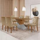 Mesa Sala De Jantar Aster 180cm E 6 Cadeiras Melissa Moderna Turim 07/off White/imbuia