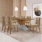 Mesa Sala De Jantar Aster 180cm E 6 Cadeiras Safira Moderna Turim 07/off White/imbuia