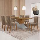 Mesa Sala De Jantar Aster 180cm E 6 Cadeiras Safira Moderna Veludo Capuccino Off White Imbuia