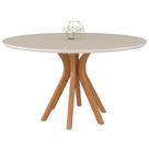 Mesa Sala de Jantar Cozinha Redonda Tampo de Vidro 130cm Willy Off White/Champagne G60 - Gran Belo Mesa Sala de Jantar Cozinha Redonda Tampo de Vidro 130cm Willy Off White/Champagne G60 - Gran Belo