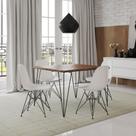 Mesa Sala de Jantar Industrial Clips Amêndoa 120x75 com 4 Cadeiras Eiffel Brancas de Ferro Preto Mesa Sala de Jantar Industrial Clips Amêndoa 120x75 com 4 Cadeiras Eiffel Brancas de Ferro Preto