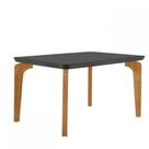 Mesa Sala De Jantar Liz 120cm Em Mdf E Vidro Com Canto Copo Grafite/ Imbuia/ Serig. Grafite