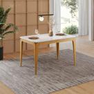 Mesa Sala de Jantar Tampo com Vidro 120cm 100% MDF Áurea Marrom/Ype/Off White