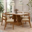 Mesa Santiago Com 6 Cadeiras Sextavada Freijó/off/material sintético Bege - M.a Mesa Santiago Com 6 Cadeiras Sextavada Freijó/off/material sintético Bege - M.a