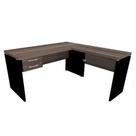 Mesa Secretaria Pe40 150X134X60 Em L Com 2 Gavetas Walnut E Preto Pandin Mesa Secretaria Pe40 150X134X60 Em L Com 2 Gavetas Walnut E Preto Pandin
