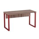 Mesa Secretária Tubolar PE 40 Pandin 1,34 M Walnut e Vermelho