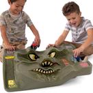 Mesa Simplay3 Monster City Extreme Wheels Monster Truck and Car Race Track Mesa de brincar infantil portátil de 2 lados vermelha ou verde com 2 caminhões Monster Race Fabricada nos EUA