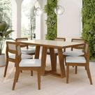 Mesa Sion 1,60 Com 6 Cadeiras Sextavada Freijó/off/material sintético Branco - M.a