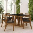 Mesa Sion 1,60 Com 6 Cadeiras Sextavada Freijó/pto/material sintético Marrom - M.a