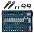Mesa Som 12 Canais Interface Ksr Km1202 2 microfones ks58