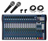 Mesa Som 16 Canais Interface Ksr Km1602 2 microfones ks58