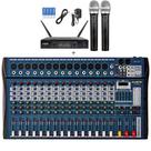 Mesa Som 16 Canais Interface Ksr Microfone Duplo Ksr Sem fio