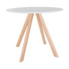 Mesa Square - Base Madeira Clara - Tampo Redondo 90cm - Branca