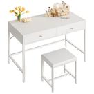 Mesa SUPERJARE 90 cm Branca com 2 Gavetas e Banqueta