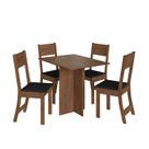 Mesa Talita Com 4 Cadeiras Noce Com Assento Preto - Indekes