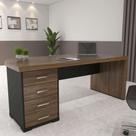 Mesa Tamburato Artany Cor Charuto com Preto com Gavetas LE