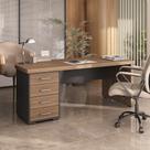 Mesa Tamburato Com Gavetas Lado Esquerdo Artany Cor Nogal com Preto Mesa Tamburato Com Gavetas Lado Esquerdo Artany Cor Nogal com Preto