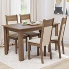 Mesa Tampo de Madeira com 4 Cadeiras Rustic Crema Bege