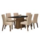 Mesa Tampo De Madeira Com 6 Cadeiras Rustic/Preto/imperial