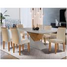 Mesa Tampo Mdf Canto Reto 6 Cadeiras Creme/Off White/Imbuia Mesa Tampo Mdf Canto Reto 6 Cadeiras Creme/Off White/Imbuia