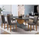 Mesa Tampo Mdf E Vidro 6 Cadeiras Liz Moderna Grafite Imbuia