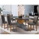 Mesa Tampo Mdf E Vidro 6 Cadeiras Liz Moderna Grafite/Imbuia