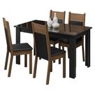 Mesa Tampo Vidro 4 Cadeiras Preto-Rustic Madesa