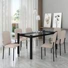 Mesa Tokio 160cm X 80cm Tampo de Vidro com 6 Cadeiras Classic Mesa Tokio 160cm X 80cm Tampo de Vidro com 6 Cadeiras Classic